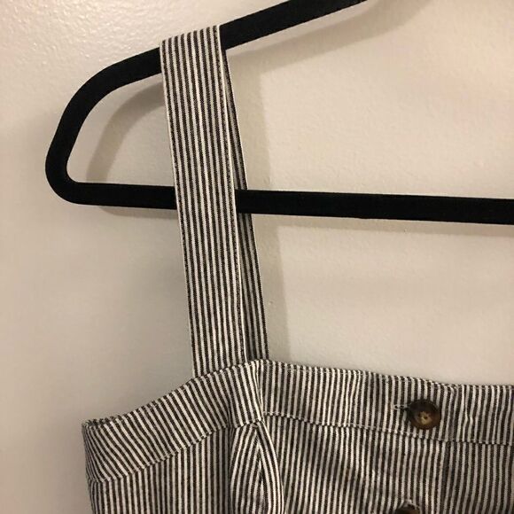 Hollister Adjustable Striped Button Down Dress Overalls White Blue ~ Size Small - Picture 2 of 9